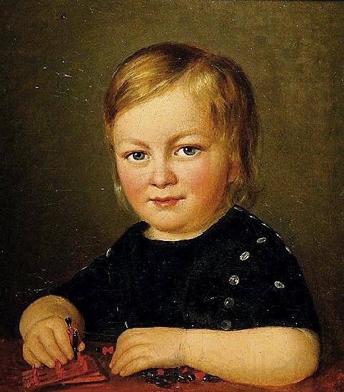 Anonymous Child playing with toy Spain oil painting art