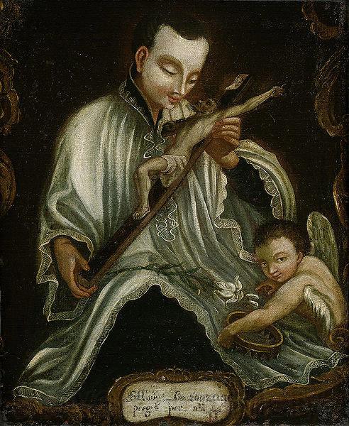 Anonymous Saint Aloysius Gonzaga with the crucifix Norge oil painting art