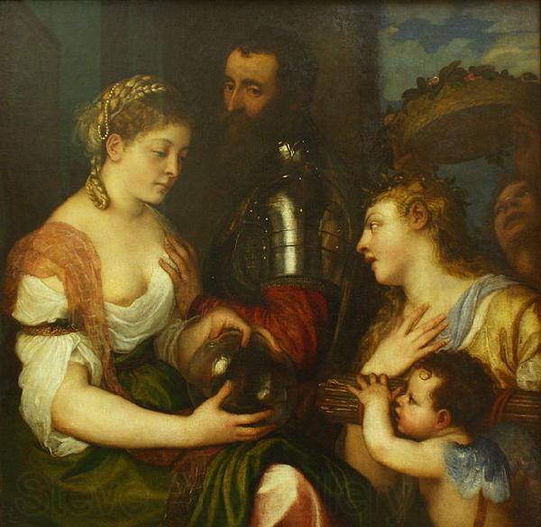 Titian Conjugal allegory  Louvre France oil painting art
