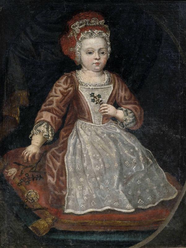 Anonymous Bildnis eines kleinen Madchens in rotem Kleid mit weiber Schurze Germany oil painting art