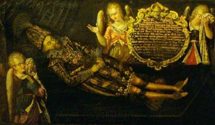 Anonymous Portrait of Duke Francis I of Pomerania on catafalque Germany oil painting art