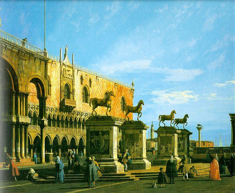Canaletto Capriccio- The Horses of San Marco in the Piazzetta France oil painting art