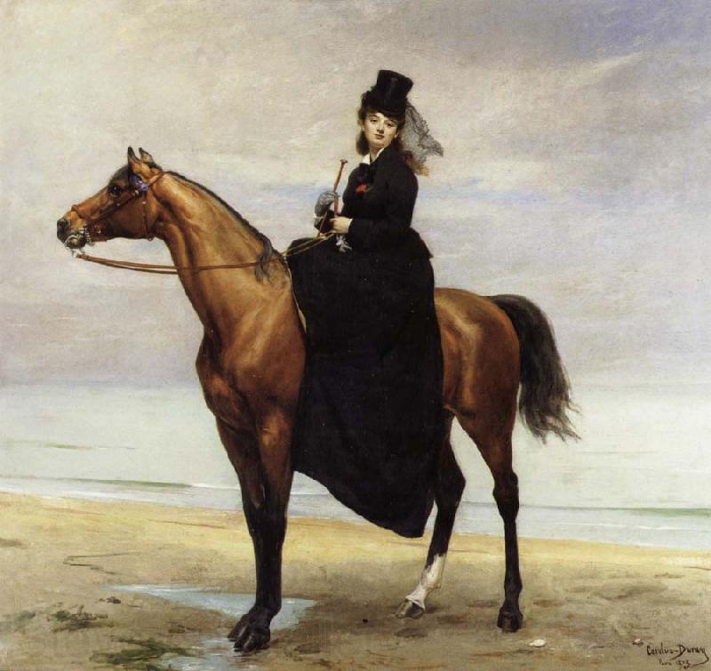 Carolus-Duran At the Seaside,Sophie Croizette on horseback Norge oil painting art