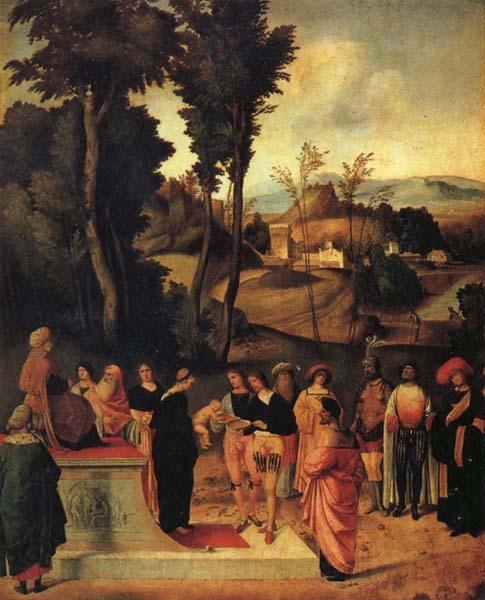 Giorgione Moses' Trial by Fire Norge oil painting art