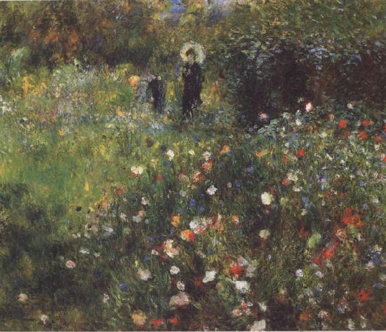 Woman With A Parasol In A Garden Pierre Renoir