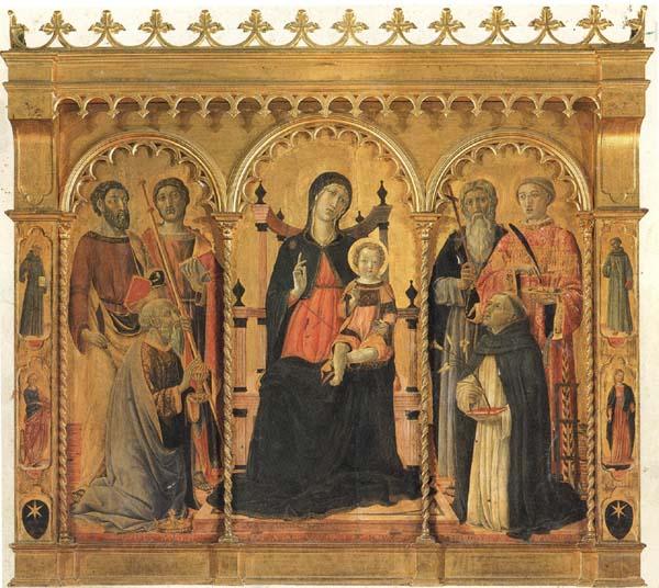 Vecchietta Madonna and Child Enthroned with SS.Bartholomew,James,Eligius,Andrew,Lawrence and Dominic Norge oil painting art