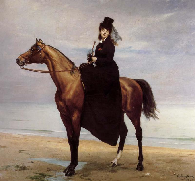 Carolus-Duran Au bord de la mer,Mademoiselle Croisette a cheval France oil painting art