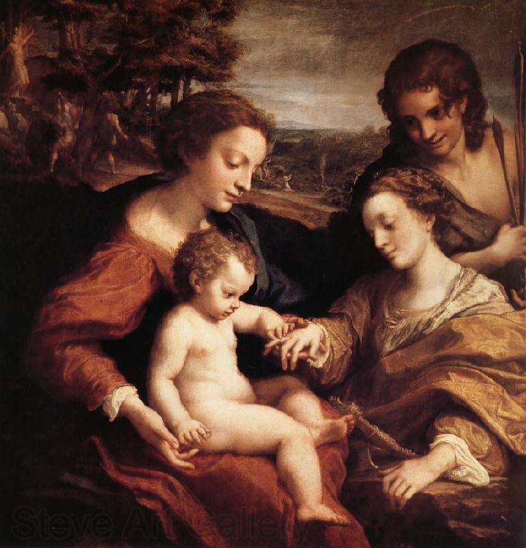 Correggio Le mariage mystique de sainte Catherine d'Alexandrie avec saint Sebastien Spain oil painting art