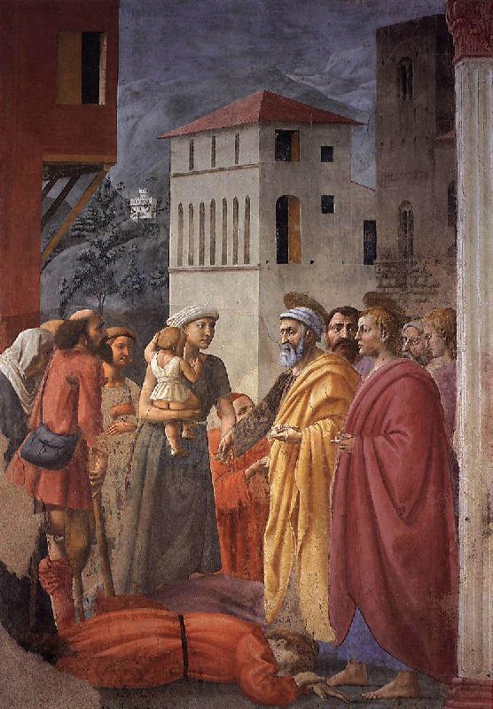 MASACCIO The Distribution of Alms and the Death of Ananias Norge oil painting art