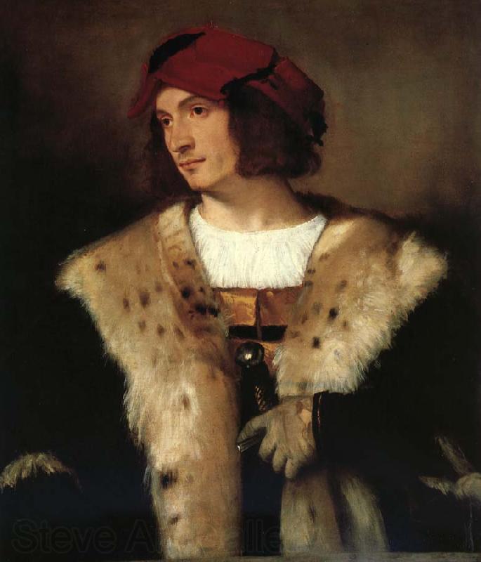 Titian Portrait of a man in a red cap France oil painting art