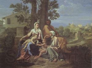 Poussin The Holy Family in a Landscape (mk05) Norge oil painting art