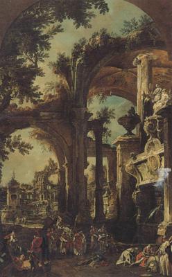 Canaletto (in alto a destra) Giambattista Piazzetta e Giovanni Battista Cimaroli (mk21) Norge oil painting art