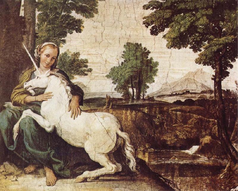 Domenichino The Maiden and the Unicorn Norge oil painting art